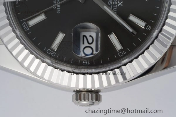 DateJust 41 SS Fluted Bezel KING 1:1 Best Edition 904L Steel Gray Dial on Oyster Bracelet VR3235