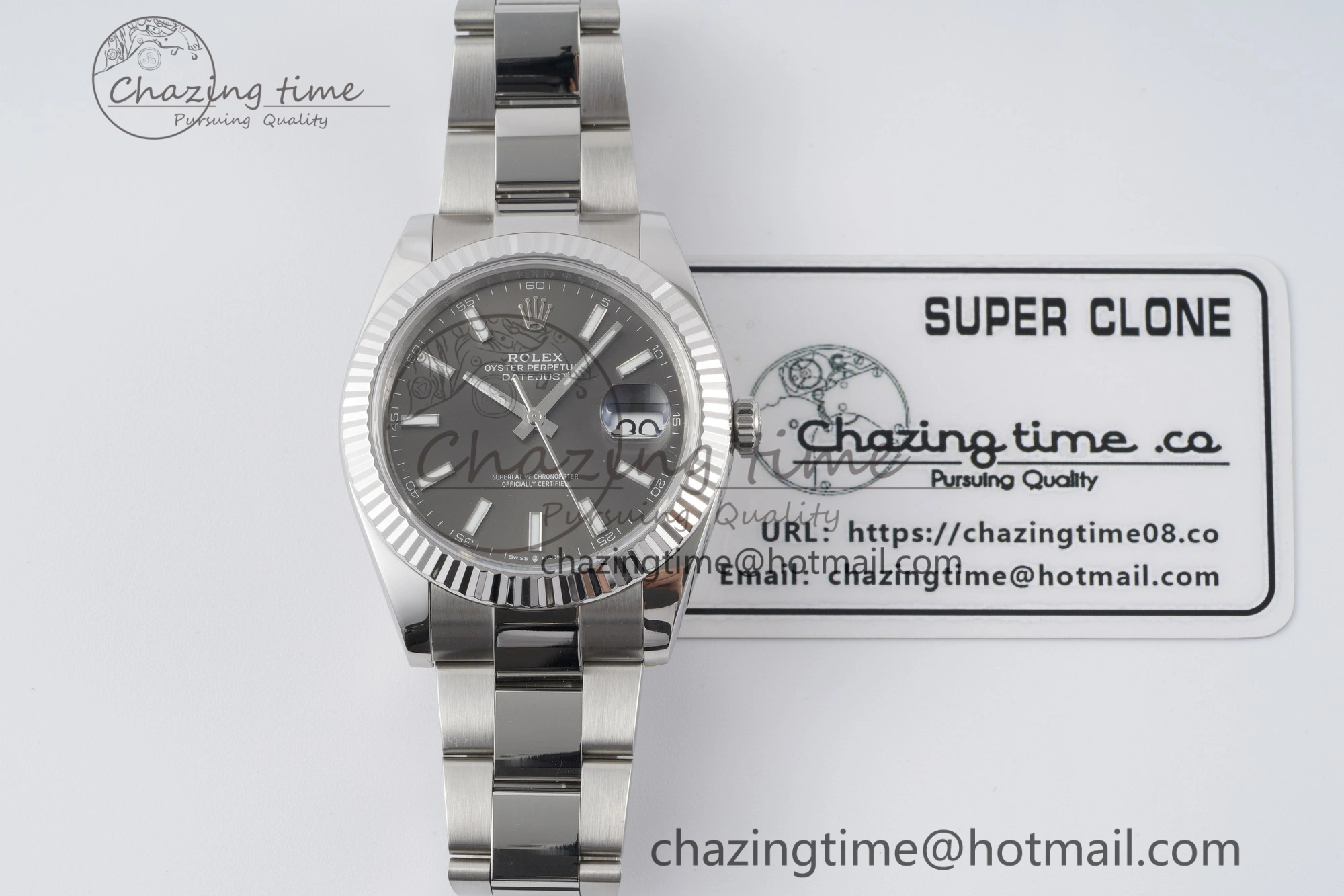 DateJust 41 SS Fluted Bezel KING 1:1 Best Edition 904L Steel Gray Dial on Oyster Bracelet VR3235
