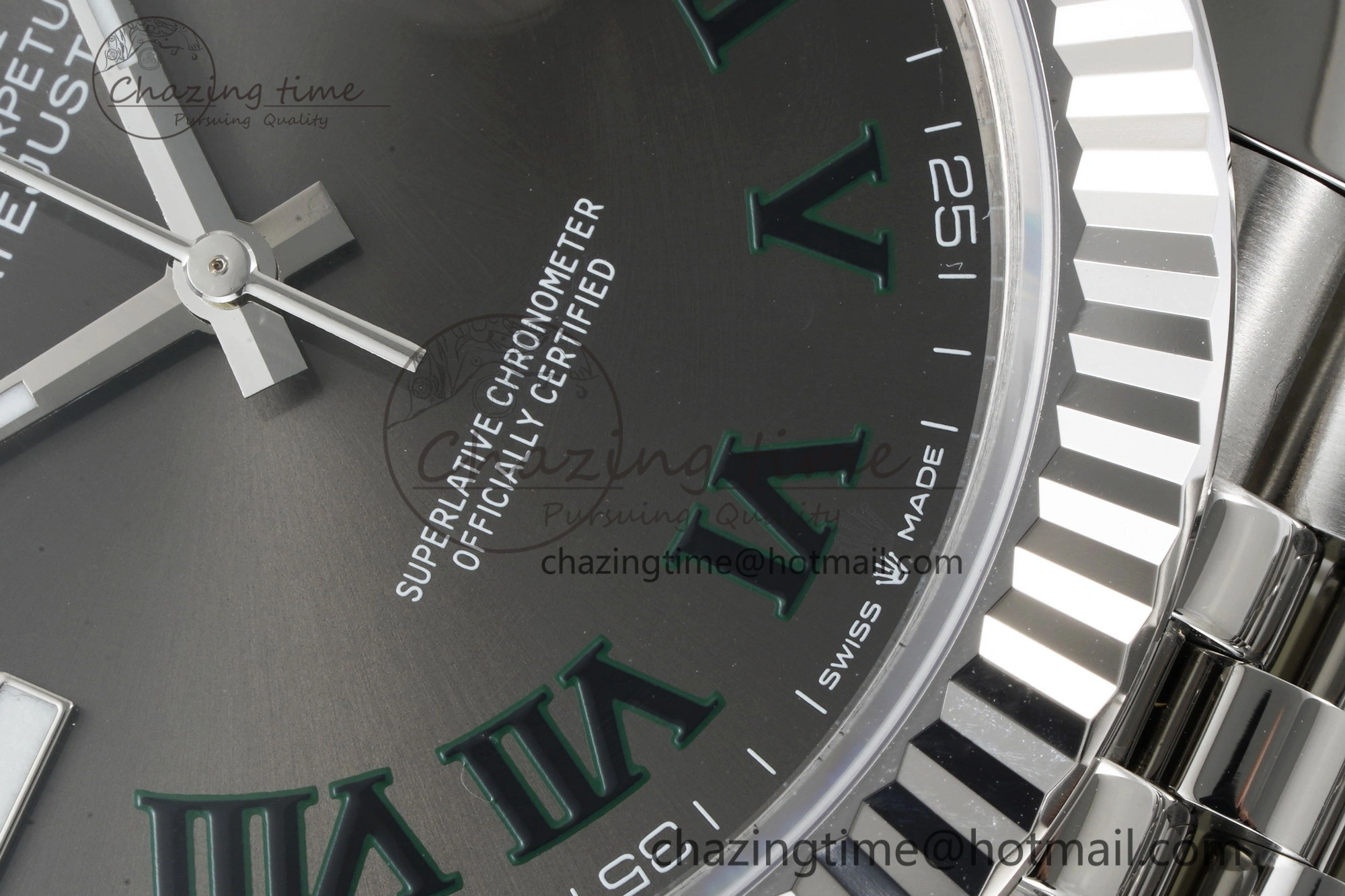 DateJust 41 SS Fluted Bezel KING 1:1 Best Edition 904L Steel Gray Green Roman Dial on Jubilee Bracelet VR3235