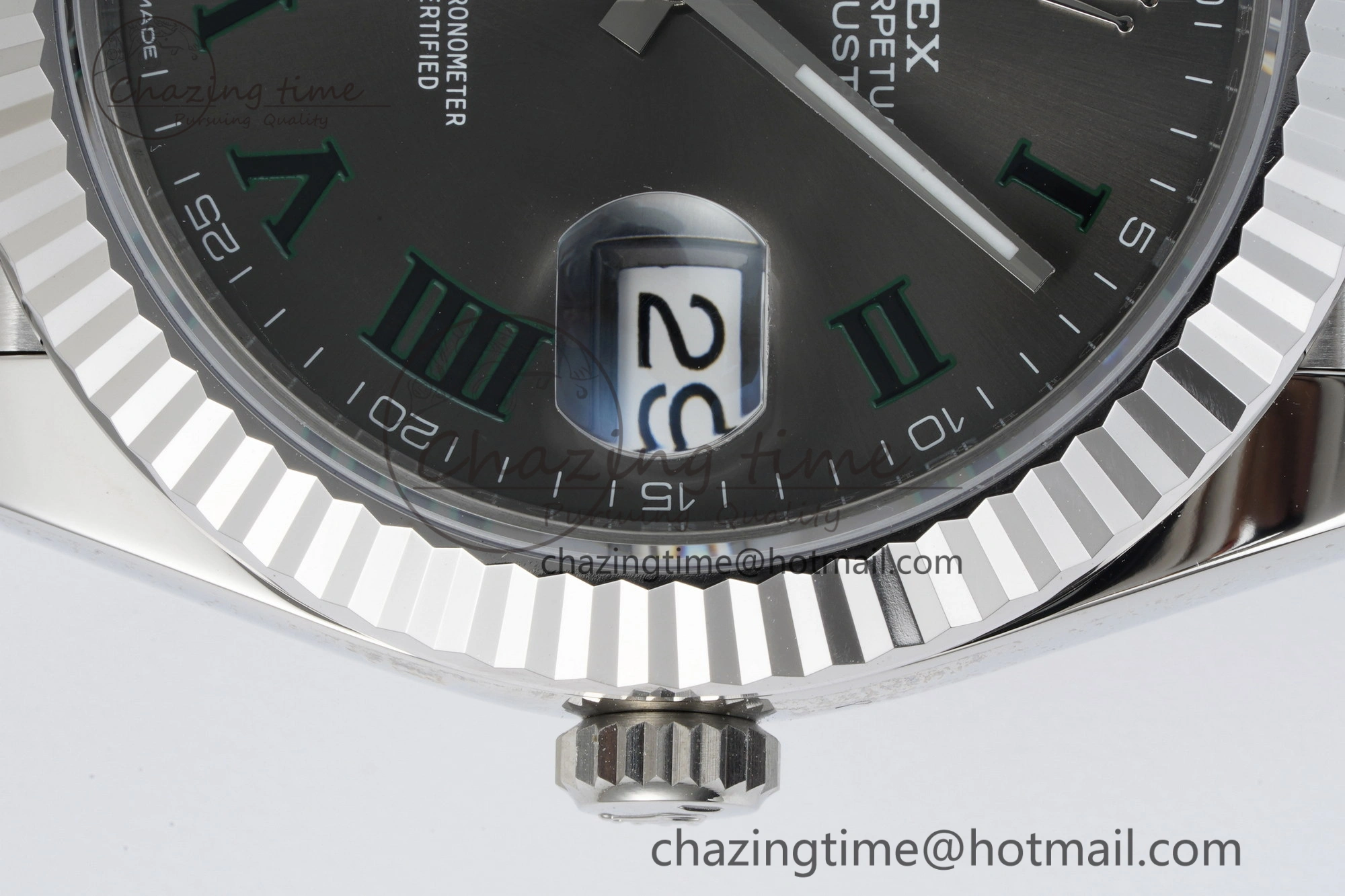 DateJust 41 SS Fluted Bezel KING 1:1 Best Edition 904L Steel Gray Green Roman Dial on Jubilee Bracelet VR3235