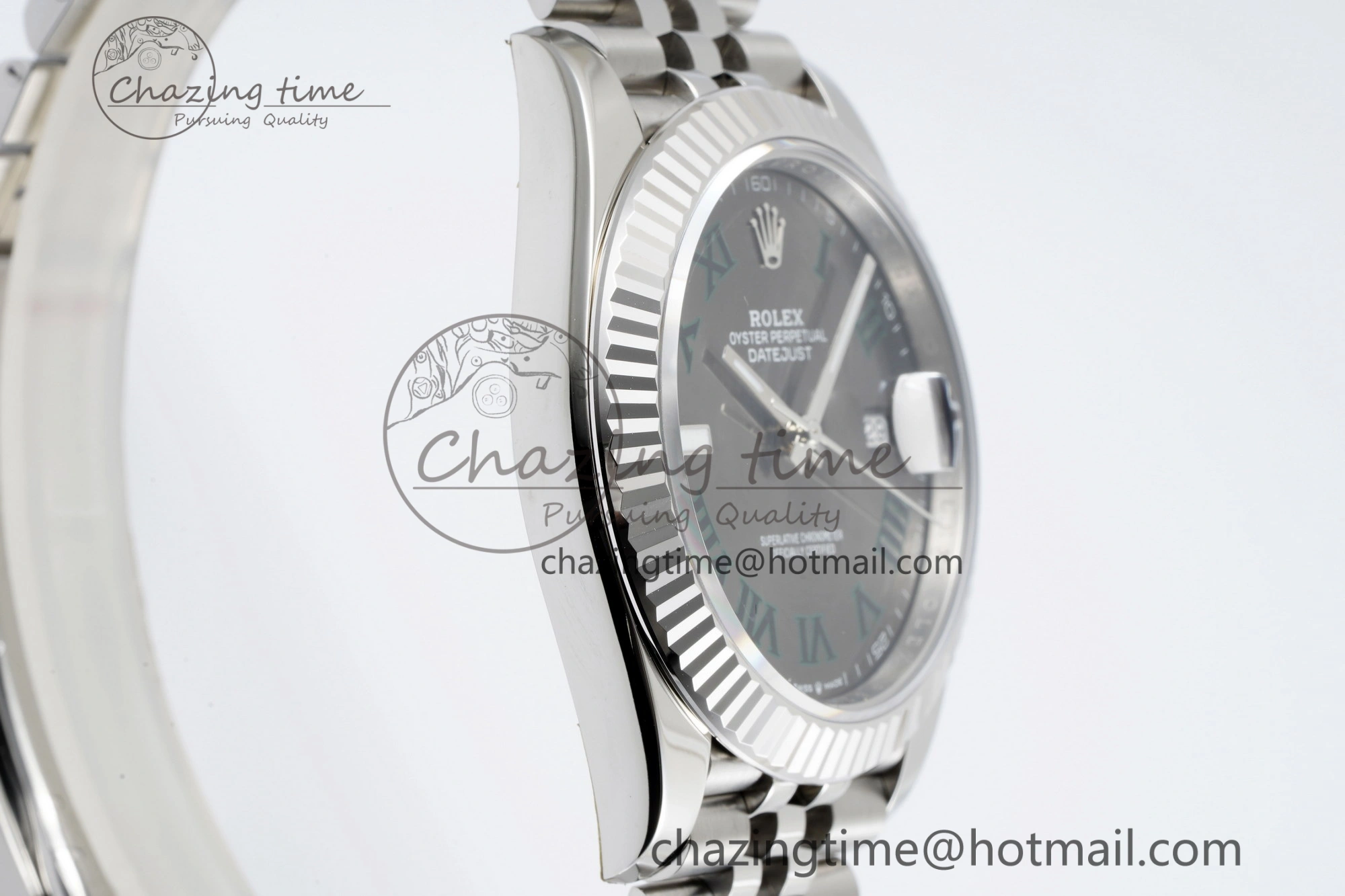 DateJust 41 SS Fluted Bezel KING 1:1 Best Edition 904L Steel Gray Green Roman Dial on Jubilee Bracelet VR3235