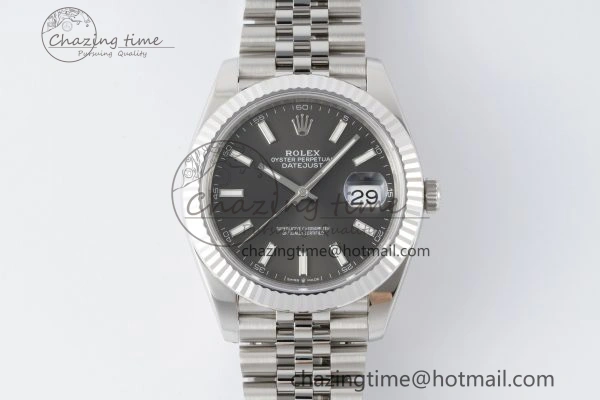DateJust 41 SS Fluted Bezel KING 1:1 Best Edition 904L Steel Gray Stick Dial on Jubilee Bracelet VR3235