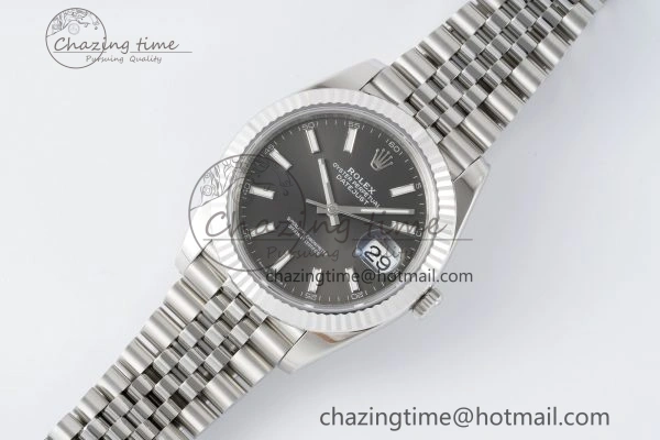 DateJust 41 SS Fluted Bezel KING 1:1 Best Edition 904L Steel Gray Stick Dial on Jubilee Bracelet VR3235