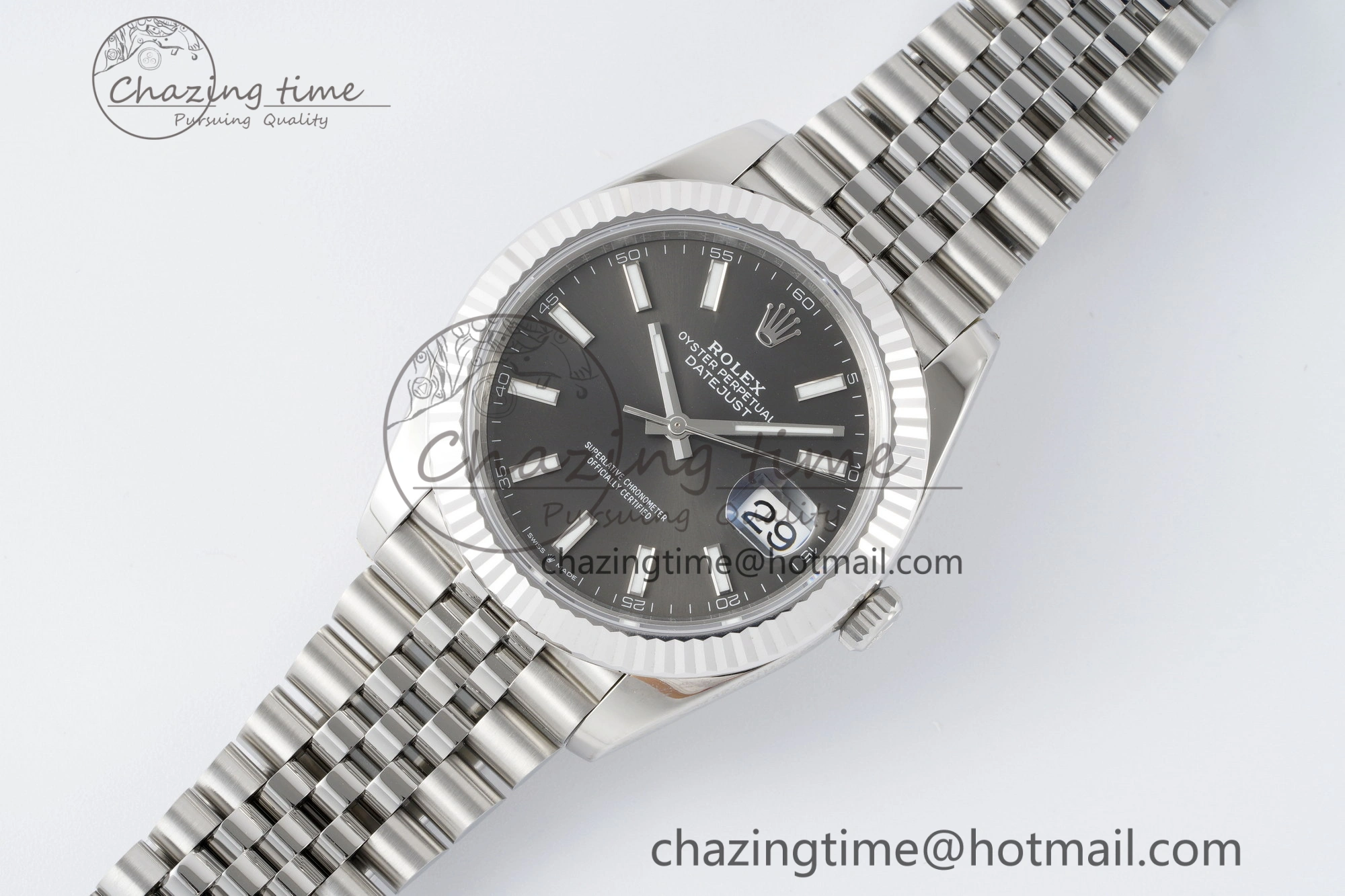 DateJust 41 SS Fluted Bezel KING 1:1 Best Edition 904L Steel Gray Stick Dial on Jubilee Bracelet VR3235