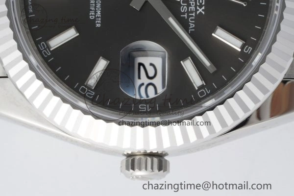 DateJust 41 SS Fluted Bezel KING 1:1 Best Edition 904L Steel Gray Stick Dial on Jubilee Bracelet VR3235