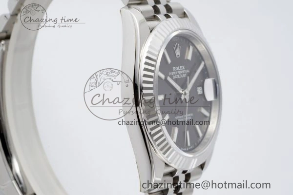 DateJust 41 SS Fluted Bezel KING 1:1 Best Edition 904L Steel Gray Stick Dial on Jubilee Bracelet VR3235