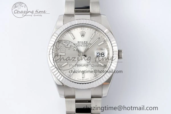 DateJust 41 SS Fluted Bezel KING 1:1 Best Edition 904L Steel Silver Dial on Oyster Bracelet VR3235