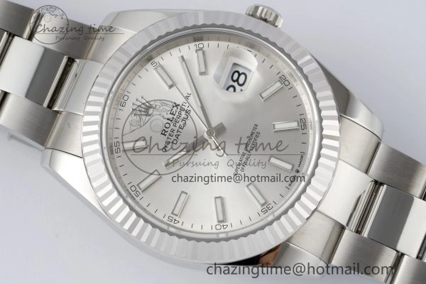 DateJust 41 SS Fluted Bezel KING 1:1 Best Edition 904L Steel Silver Dial on Oyster Bracelet VR3235