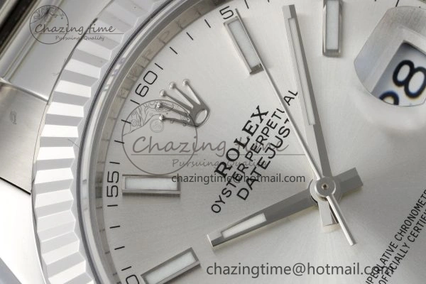 DateJust 41 SS Fluted Bezel KING 1:1 Best Edition 904L Steel Silver Dial on Oyster Bracelet VR3235