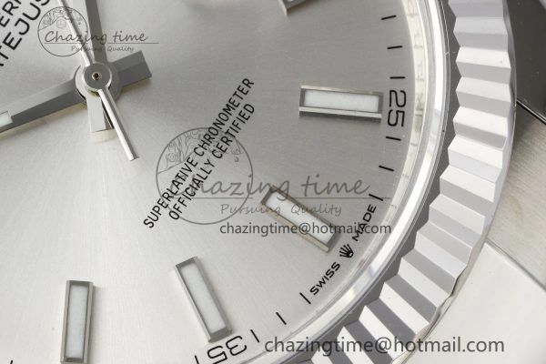 DateJust 41 SS Fluted Bezel KING 1:1 Best Edition 904L Steel Silver Dial on Oyster Bracelet VR3235