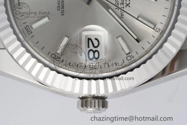 DateJust 41 SS Fluted Bezel KING 1:1 Best Edition 904L Steel Silver Dial on Oyster Bracelet VR3235
