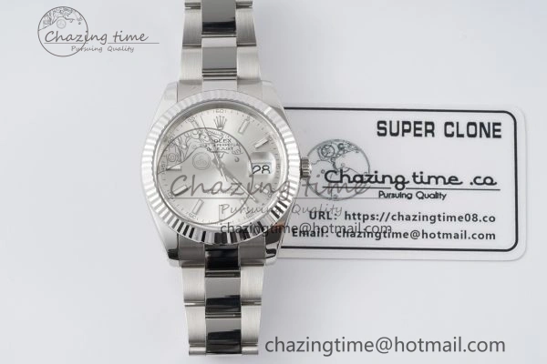 DateJust 41 SS Fluted Bezel KING 1:1 Best Edition 904L Steel Silver Dial on Oyster Bracelet VR3235
