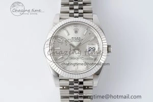 DateJust 41 SS Fluted Bezel KING 1:1 Best Edition 904L Steel Silver Stick Dial on Jubilee Bracelet VR3235