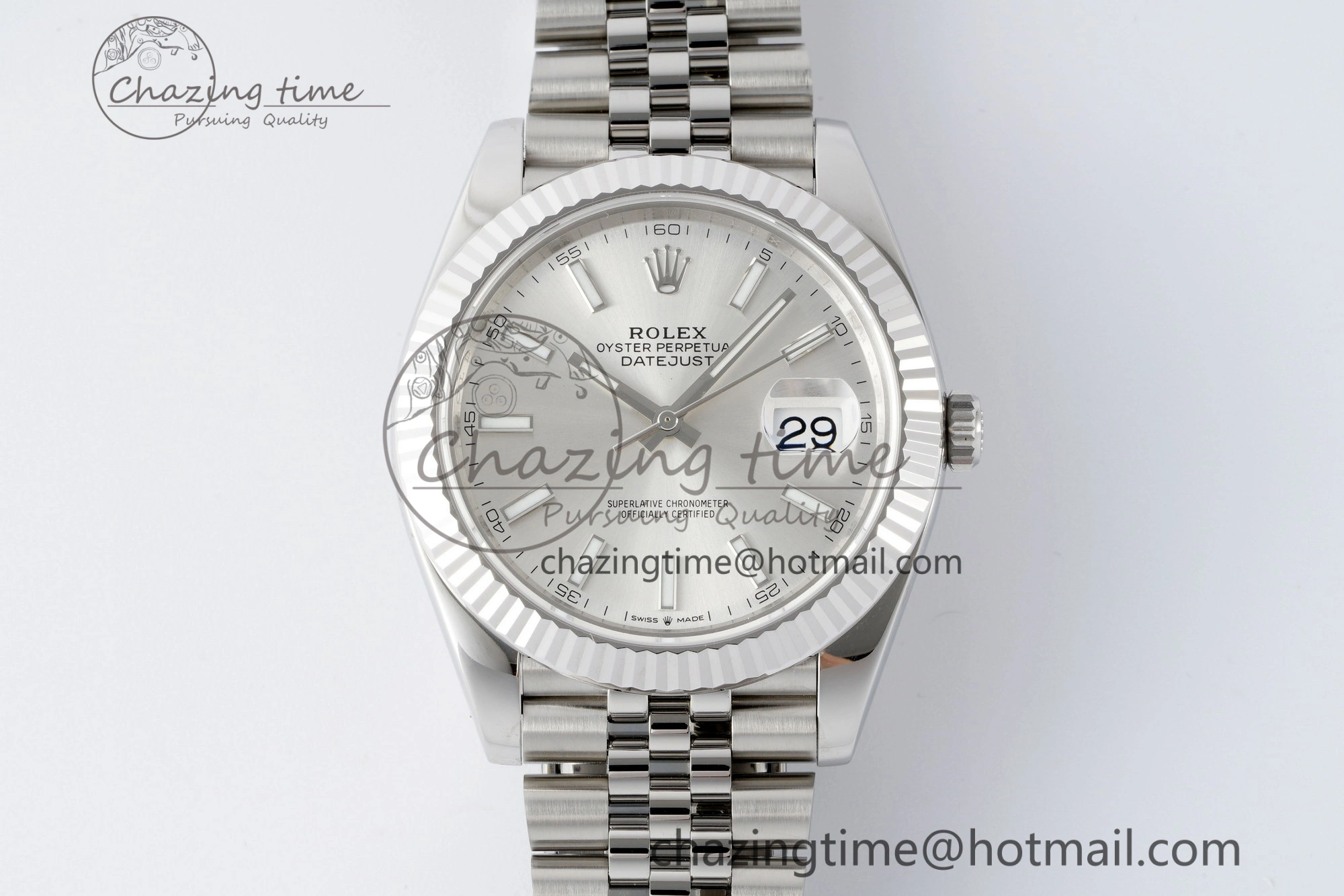 DateJust 41 SS Fluted Bezel KING 1:1 Best Edition 904L Steel Silver Stick Dial on Jubilee Bracelet VR3235