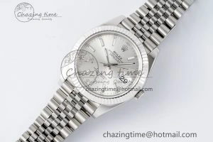 DateJust 41 SS Fluted Bezel KING 1:1 Best Edition 904L Steel Silver Stick Dial on Jubilee Bracelet VR3235