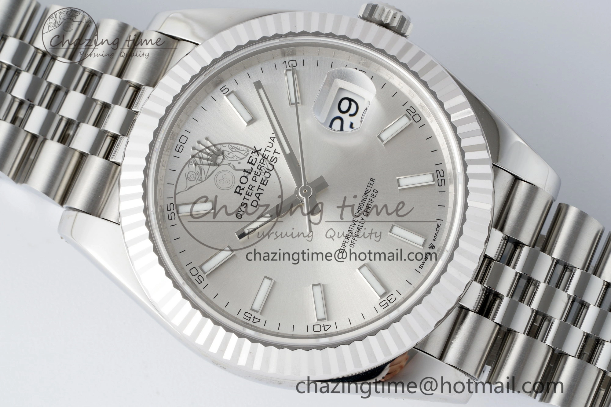 DateJust 41 SS Fluted Bezel KING 1:1 Best Edition 904L Steel Silver Stick Dial on Jubilee Bracelet VR3235