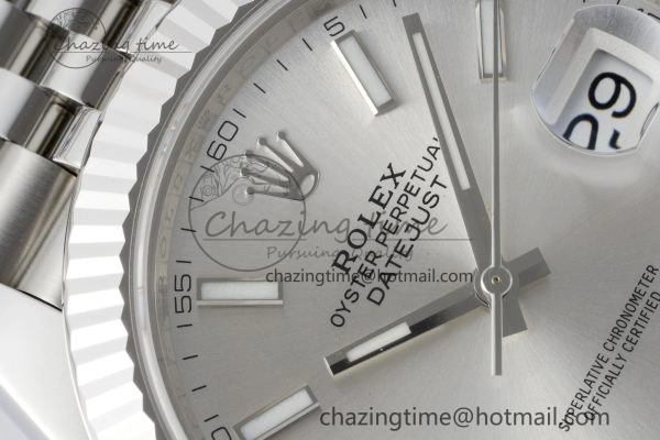 DateJust 41 SS Fluted Bezel KING 1:1 Best Edition 904L Steel Silver Stick Dial on Jubilee Bracelet VR3235