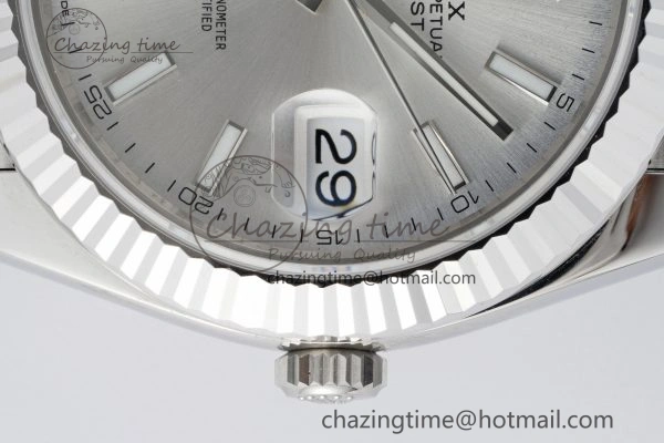 DateJust 41 SS Fluted Bezel KING 1:1 Best Edition 904L Steel Silver Stick Dial on Jubilee Bracelet VR3235