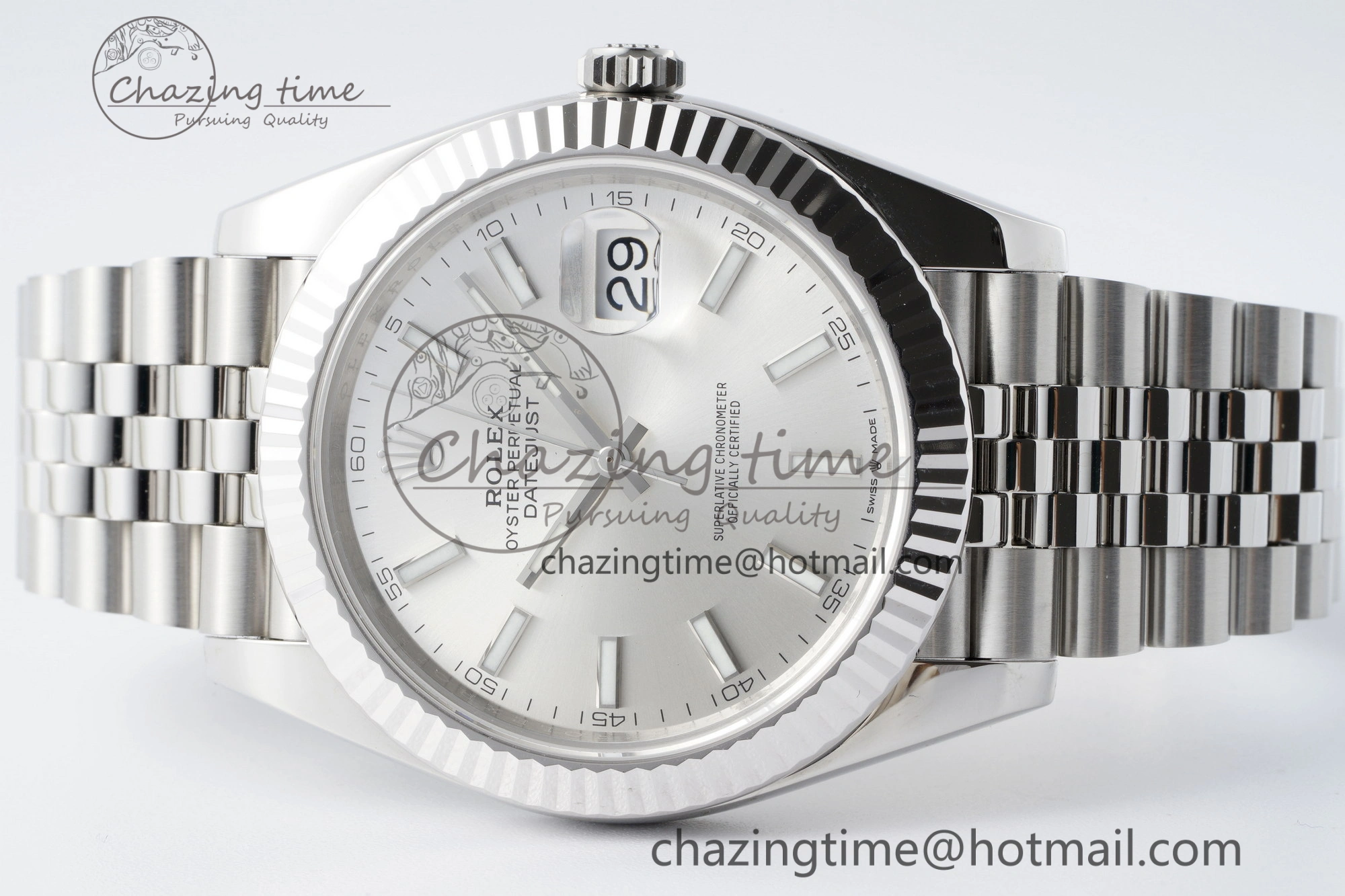 DateJust 41 SS Fluted Bezel KING 1:1 Best Edition 904L Steel Silver Stick Dial on Jubilee Bracelet VR3235