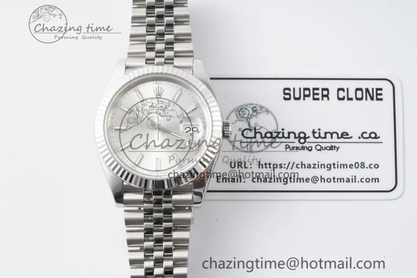 DateJust 41 SS Fluted Bezel KING 1:1 Best Edition 904L Steel Silver Stick Dial on Jubilee Bracelet VR3235
