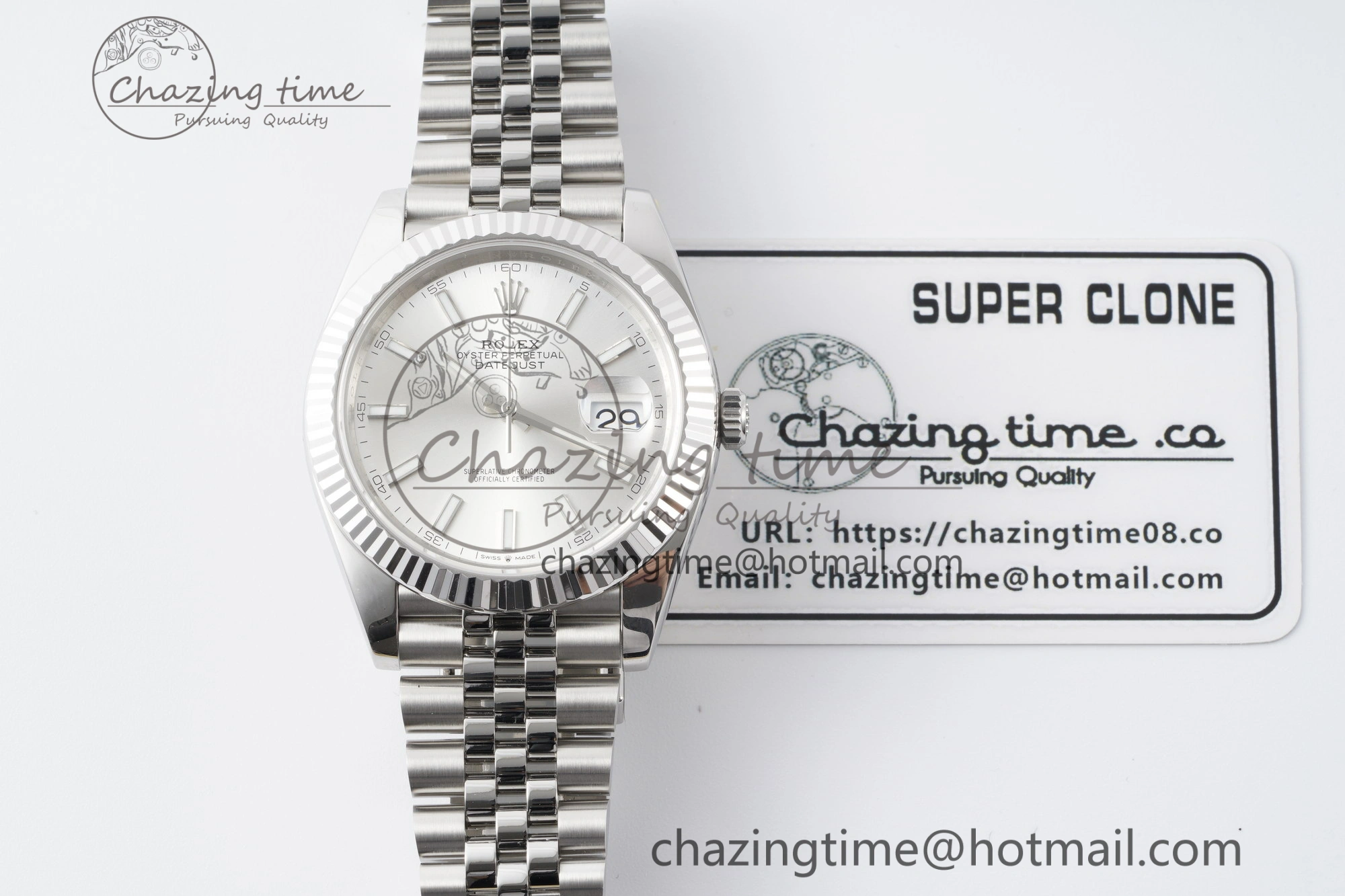DateJust 41 SS Fluted Bezel KING 1:1 Best Edition 904L Steel Silver Stick Dial on Jubilee Bracelet VR3235