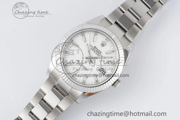 DateJust 41 SS Fluted Bezel KING 1:1 Best Edition 904L Steel White Dial on Oyster Bracelet VR3235