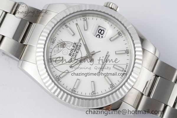 DateJust 41 SS Fluted Bezel KING 1:1 Best Edition 904L Steel White Dial on Oyster Bracelet VR3235