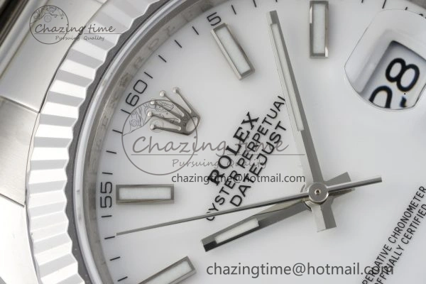 DateJust 41 SS Fluted Bezel KING 1:1 Best Edition 904L Steel White Dial on Oyster Bracelet VR3235