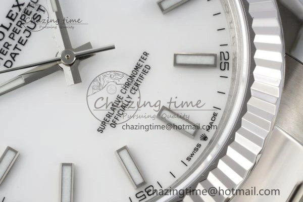 DateJust 41 SS Fluted Bezel KING 1:1 Best Edition 904L Steel White Dial on Oyster Bracelet VR3235