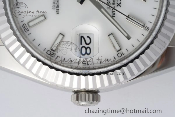 DateJust 41 SS Fluted Bezel KING 1:1 Best Edition 904L Steel White Dial on Oyster Bracelet VR3235