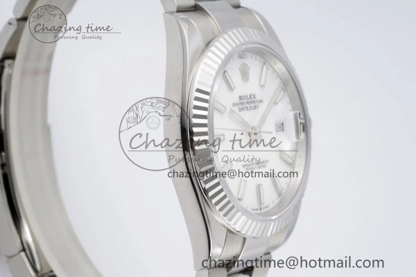 DateJust 41 SS Fluted Bezel KING 1:1 Best Edition 904L Steel White Dial on Oyster Bracelet VR3235