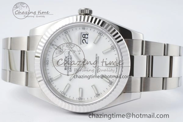 DateJust 41 SS Fluted Bezel KING 1:1 Best Edition 904L Steel White Dial on Oyster Bracelet VR3235