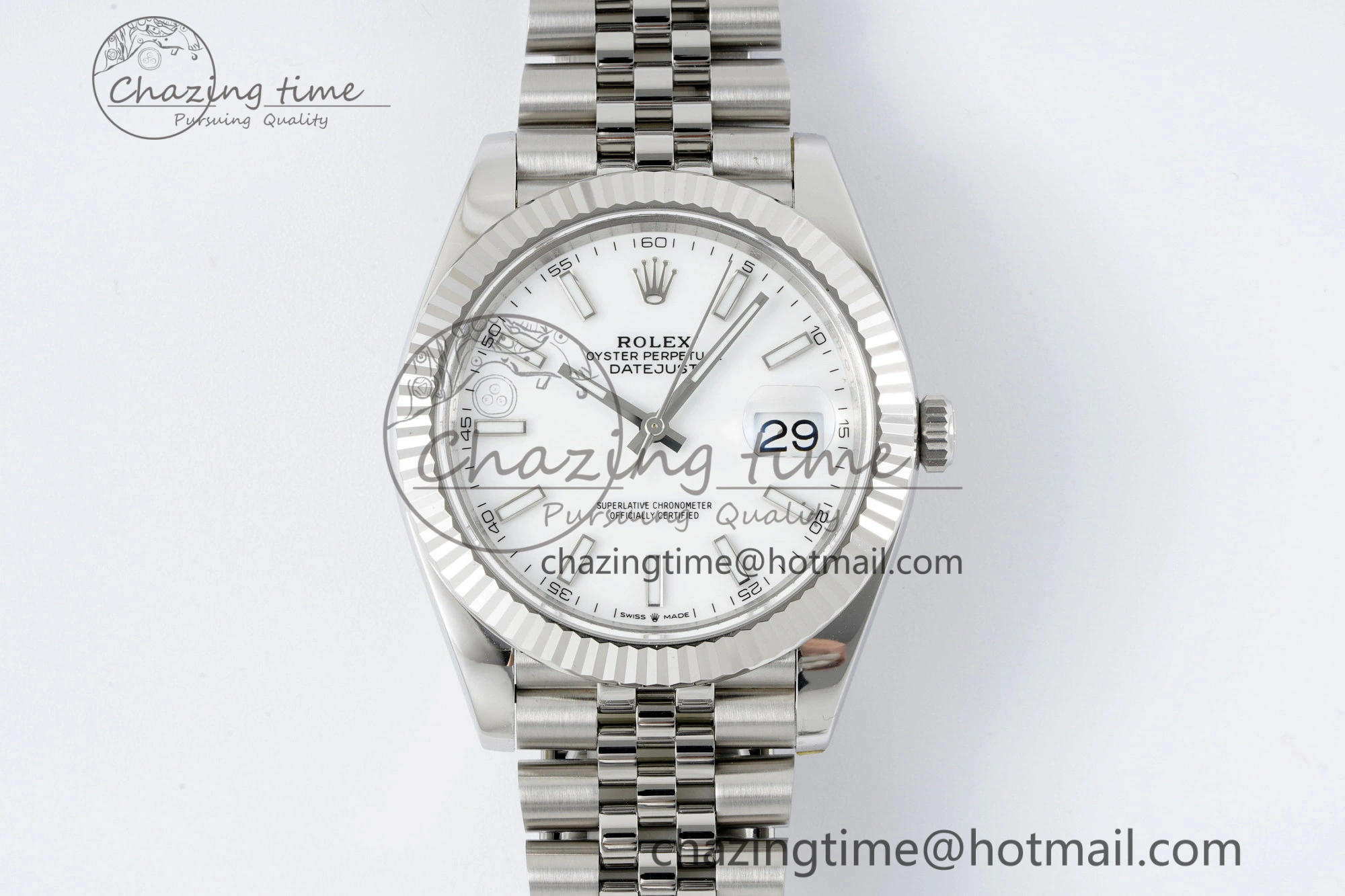 DateJust 41 SS Fluted Bezel KING 1:1 Best Edition 904L Steel White Stick Dial on Jubilee Bracelet VR3235