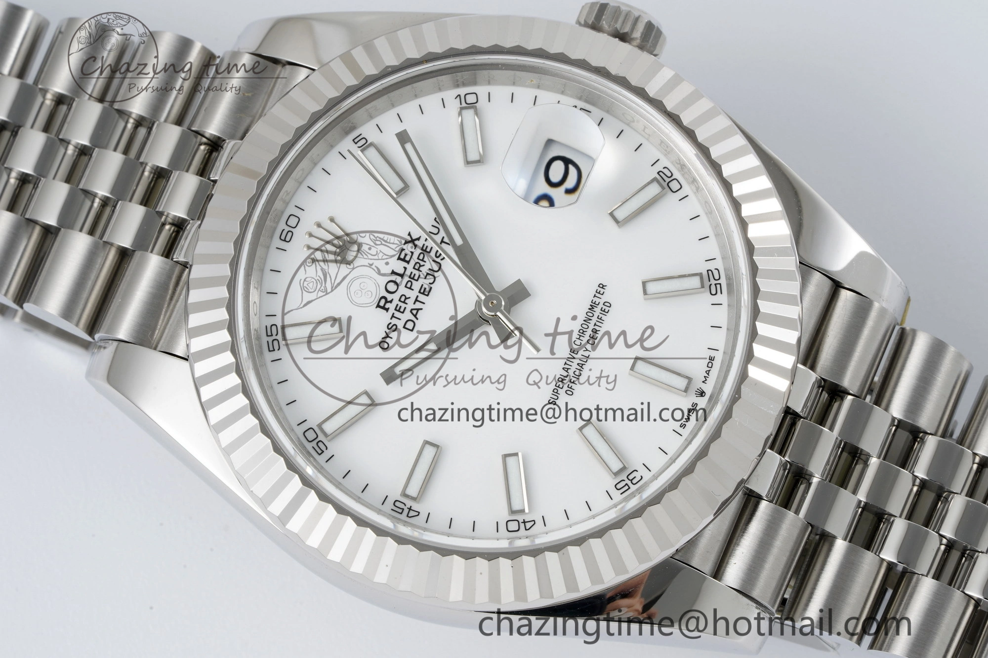 DateJust 41 SS Fluted Bezel KING 1:1 Best Edition 904L Steel White Stick Dial on Jubilee Bracelet VR3235