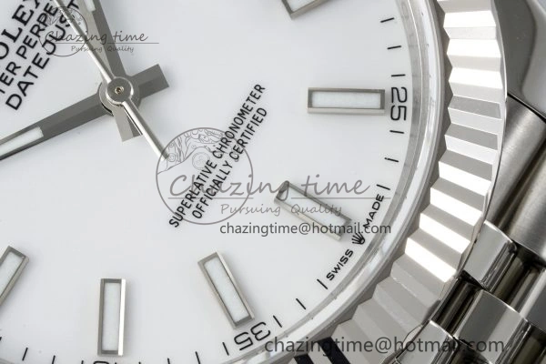 DateJust 41 SS Fluted Bezel KING 1:1 Best Edition 904L Steel White Stick Dial on Jubilee Bracelet VR3235