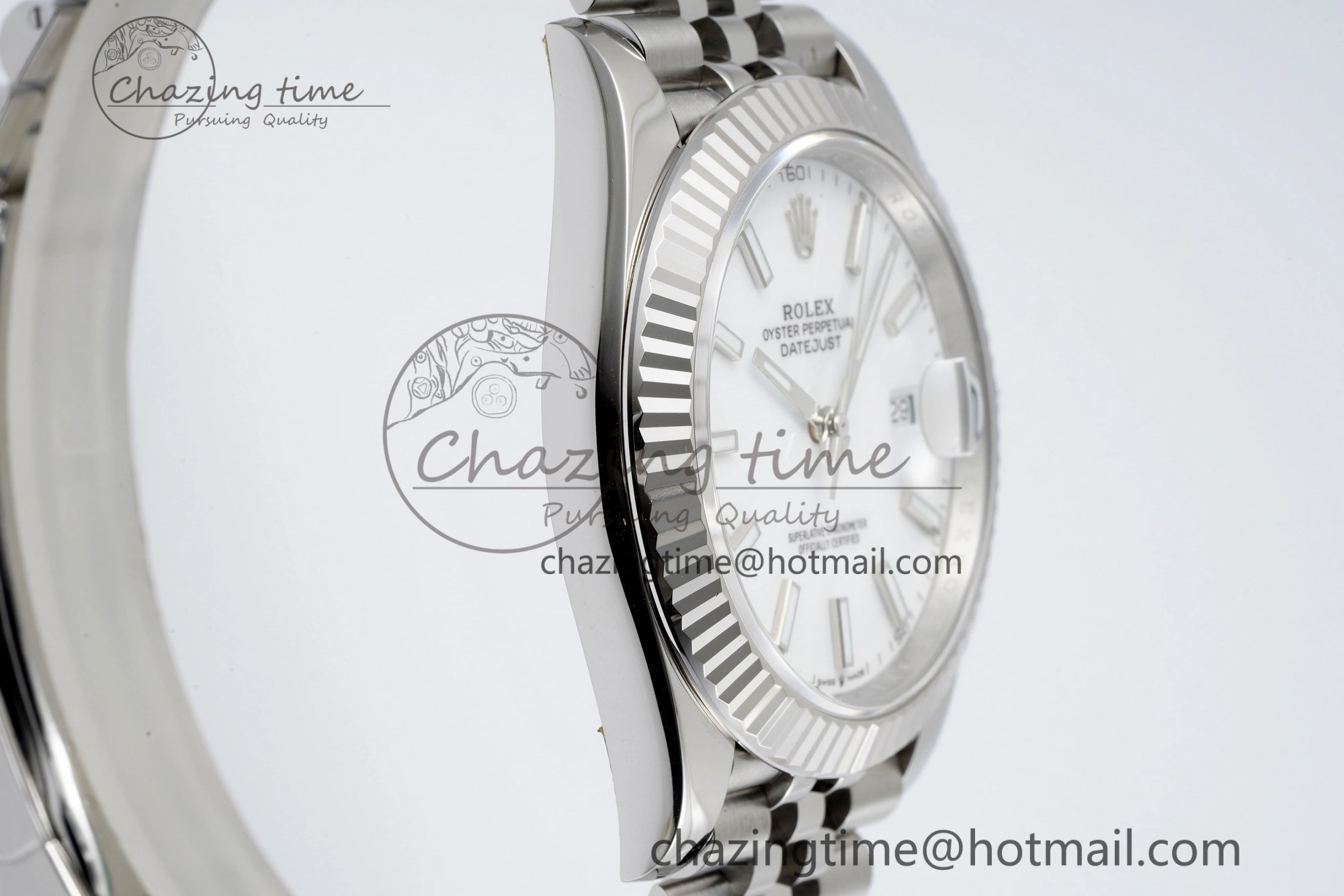 DateJust 41 SS Fluted Bezel KING 1:1 Best Edition 904L Steel White Stick Dial on Jubilee Bracelet VR3235