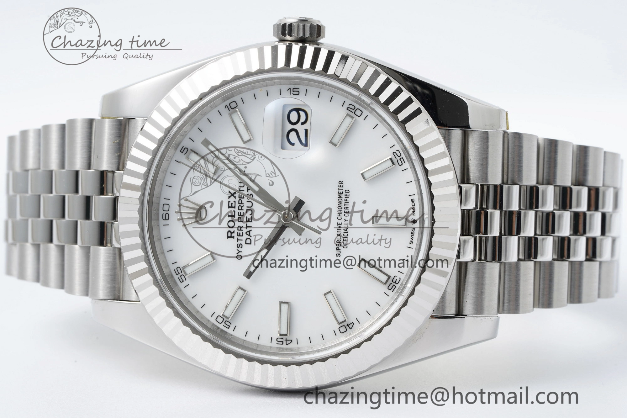 DateJust 41 SS Fluted Bezel KING 1:1 Best Edition 904L Steel White Stick Dial on Jubilee Bracelet VR3235