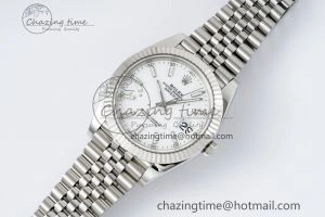 DateJust 41 SS Fluted Bezel KING 1:1 Best Edition 904L Steel White Stick Dial on Jubilee Bracelet VR3235