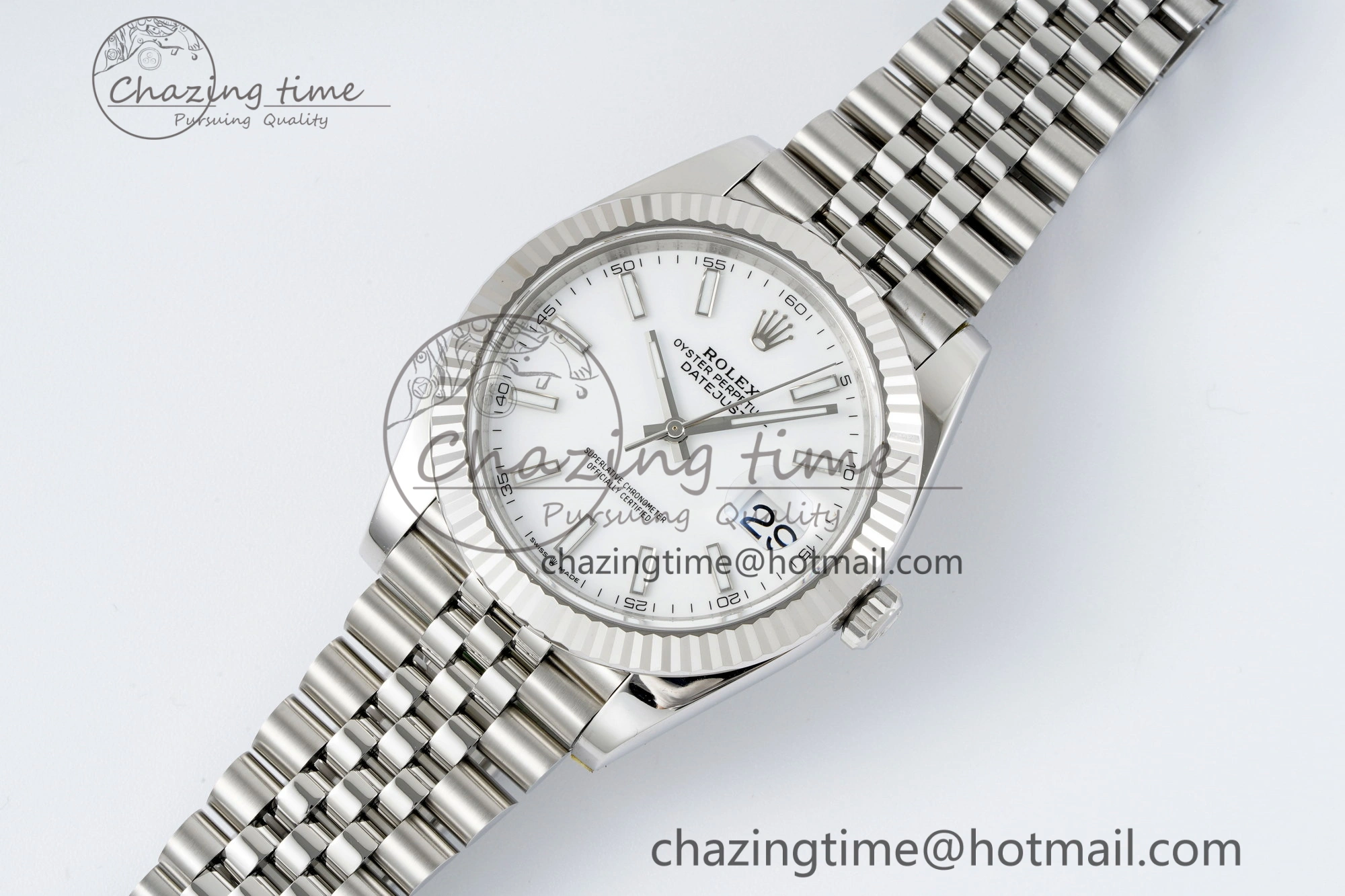 DateJust 41 SS Fluted Bezel KING 1:1 Best Edition 904L Steel White Stick Dial on Jubilee Bracelet VR3235