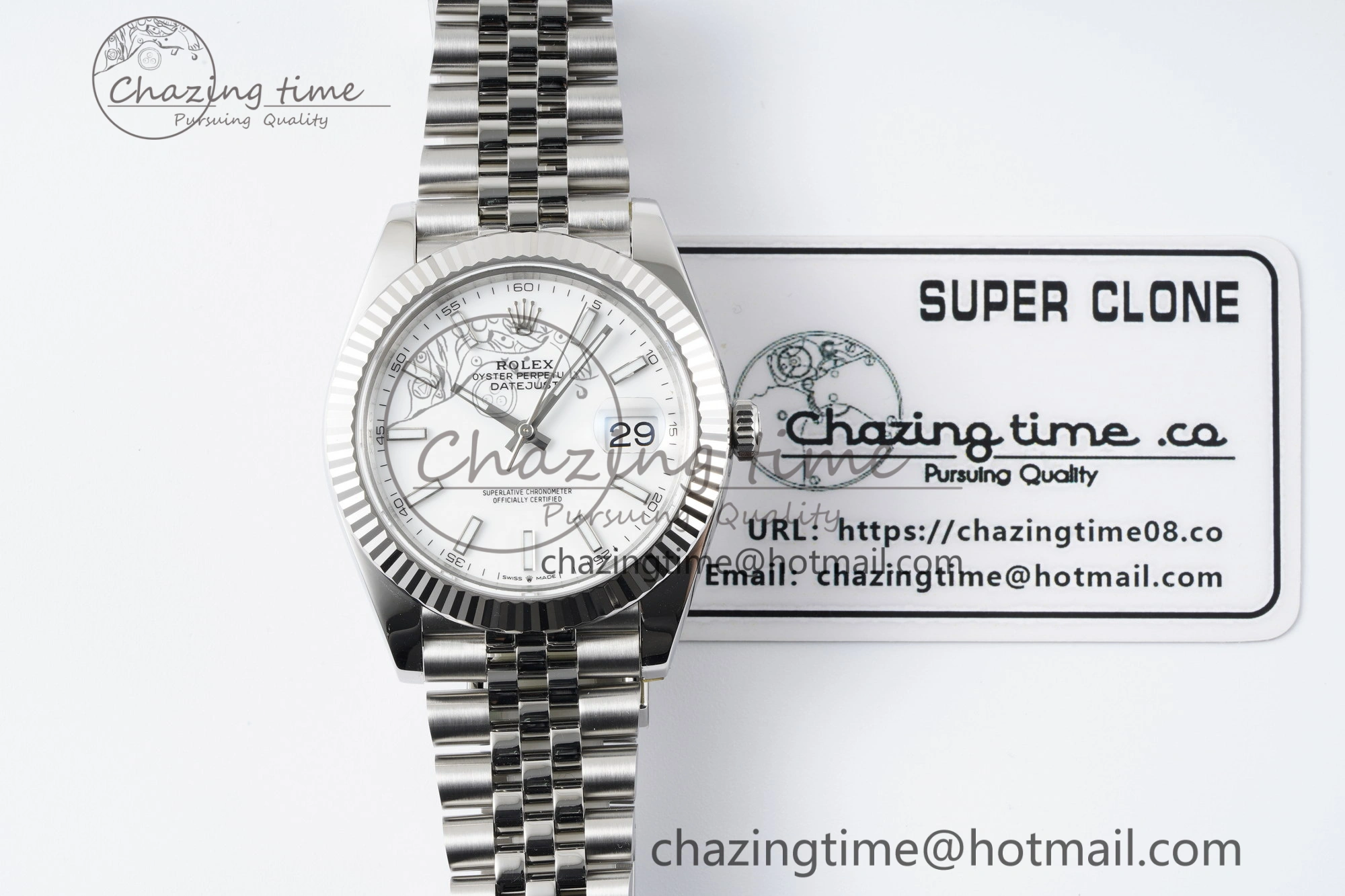 DateJust 41 SS Fluted Bezel KING 1:1 Best Edition 904L Steel White Stick Dial on Jubilee Bracelet VR3235
