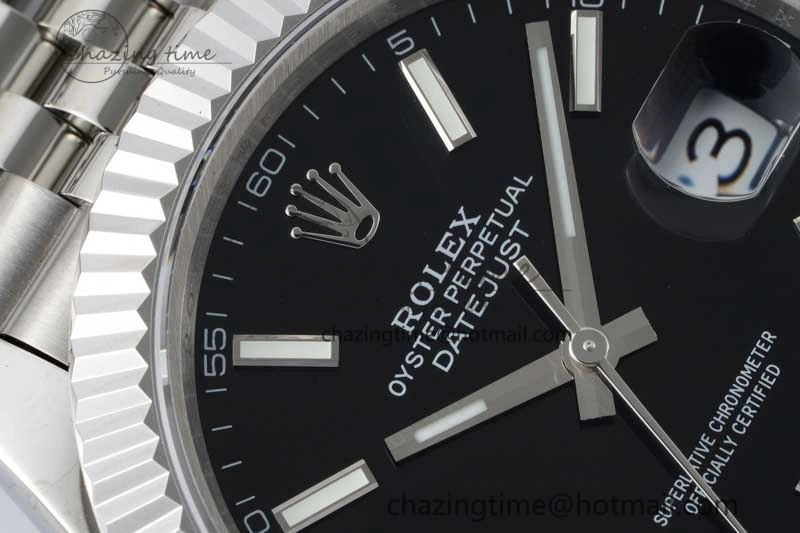 DateJust 41 SS JDF 1:1 Best Edition 904L Steel Black Stick Dial on SS Jubilee Bracelet VR3235 V2