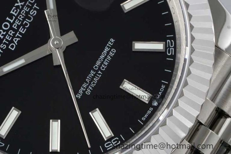 DateJust 41 SS JDF 1:1 Best Edition 904L Steel Black Stick Dial on SS Jubilee Bracelet VR3235 V2