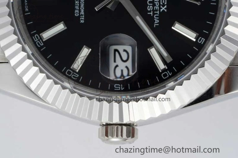 DateJust 41 SS JDF 1:1 Best Edition 904L Steel Black Stick Dial on SS Jubilee Bracelet VR3235 V2