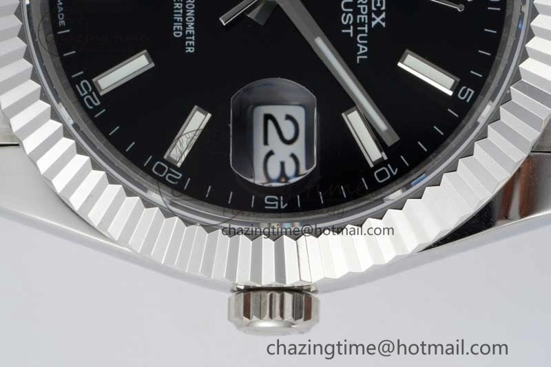 DateJust 41 SS JDF 1:1 Best Edition 904L Steel Black Stick Dial on SS Jubilee Bracelet VR3235 V2