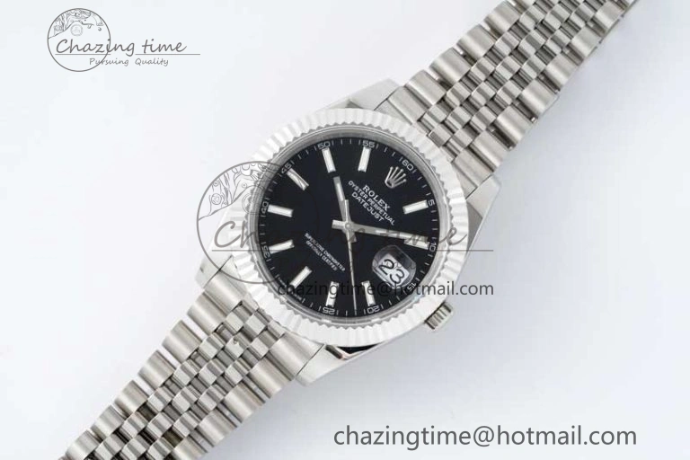 DateJust 41 SS JDF 1:1 Best Edition 904L Steel Black Stick Dial on SS Jubilee Bracelet VR3235 V2