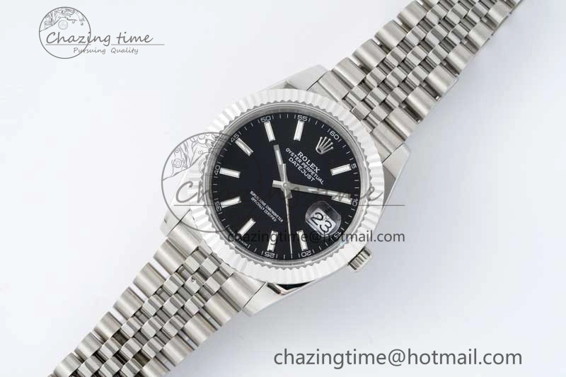 DateJust 41 SS JDF 1:1 Best Edition 904L Steel Black Stick Dial on SS Jubilee Bracelet VR3235 V2