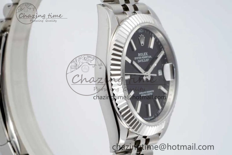DateJust 41 SS JDF 1:1 Best Edition 904L Steel Black Stick Dial on SS Jubilee Bracelet VR3235 V2