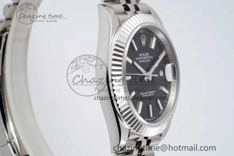 DateJust 41 SS JDF 1:1 Best Edition 904L Steel Black Stick Dial on SS Jubilee Bracelet VR3235 V2