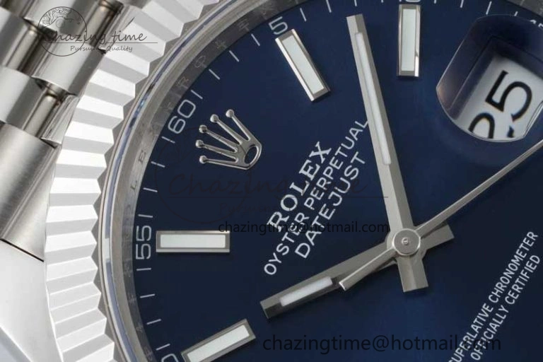 DateJust 41 SS JDF 1:1 Best Edition 904L Steel Blue Stick Dial on SS Jubilee Bracelet VR3235 V2