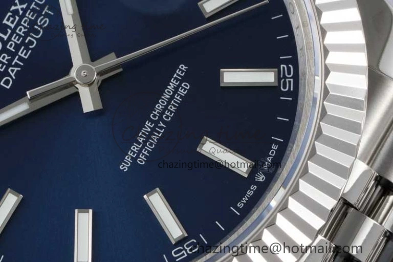 DateJust 41 SS JDF 1:1 Best Edition 904L Steel Blue Stick Dial on SS Jubilee Bracelet VR3235 V2
